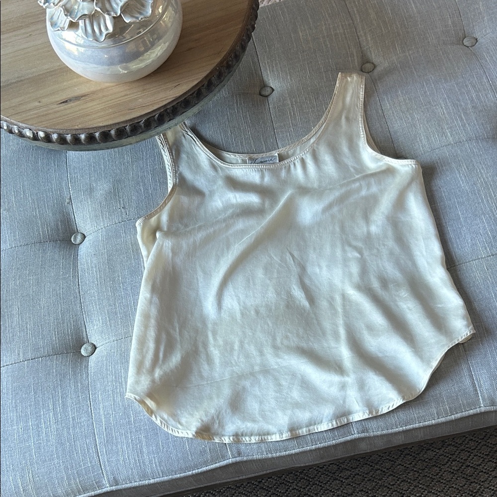 La Soie 100% Silk Vintage Creme Cami Tank Size Small